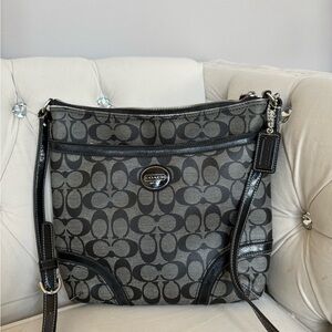 Coach Signature Black and Gray Crossbody Bag